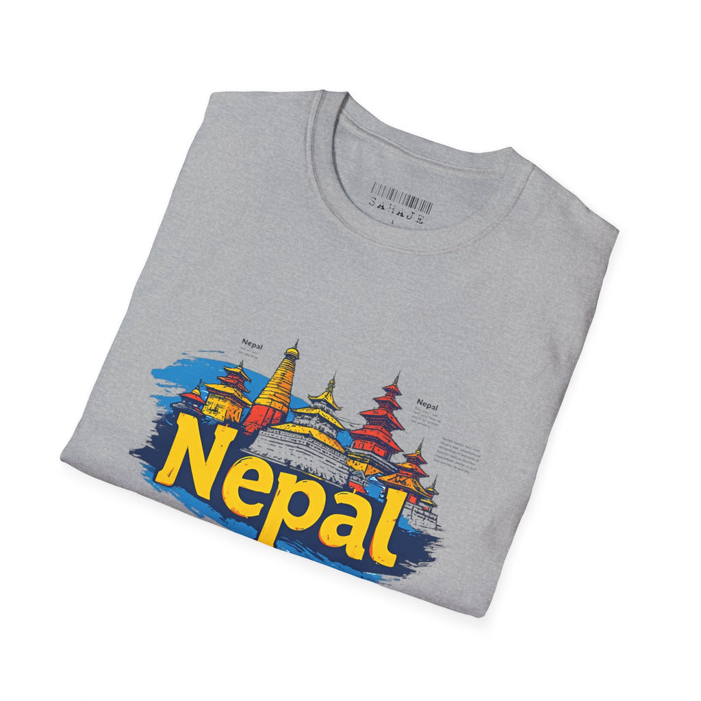 Nepal Temple Skyline T-Shirt – Nepali Cultural Heritage Graphic Tee, Travel & Spiritual Design