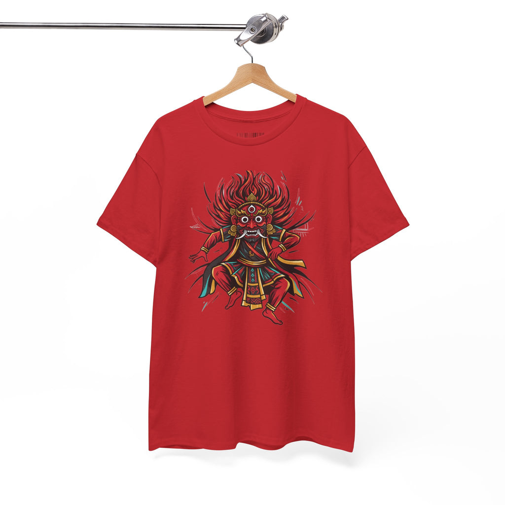 T-Shirt — Fierce Red Oni Demon Graphic Tee (Mythic Japanese Mask Design)