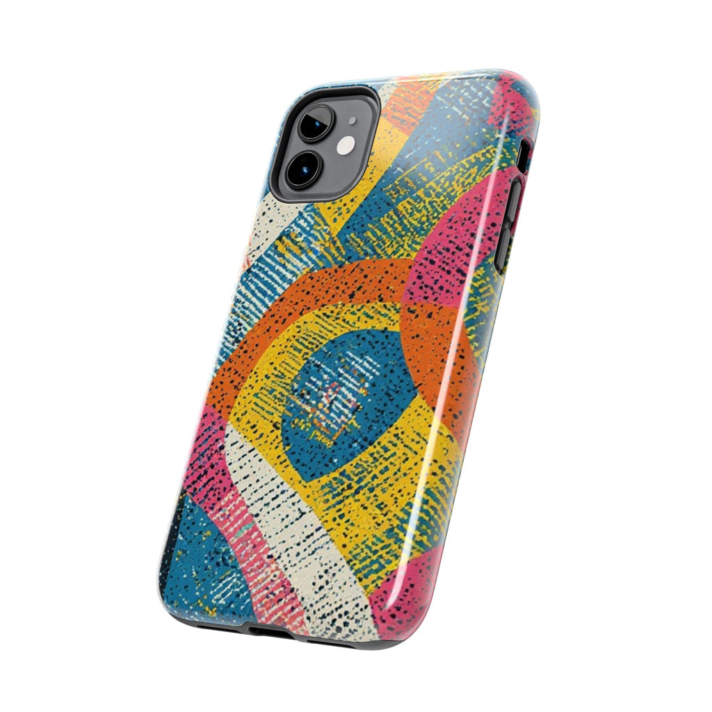 Bold Retro Abstract Tough Phone Case — Colorful Geometric Protective Cover