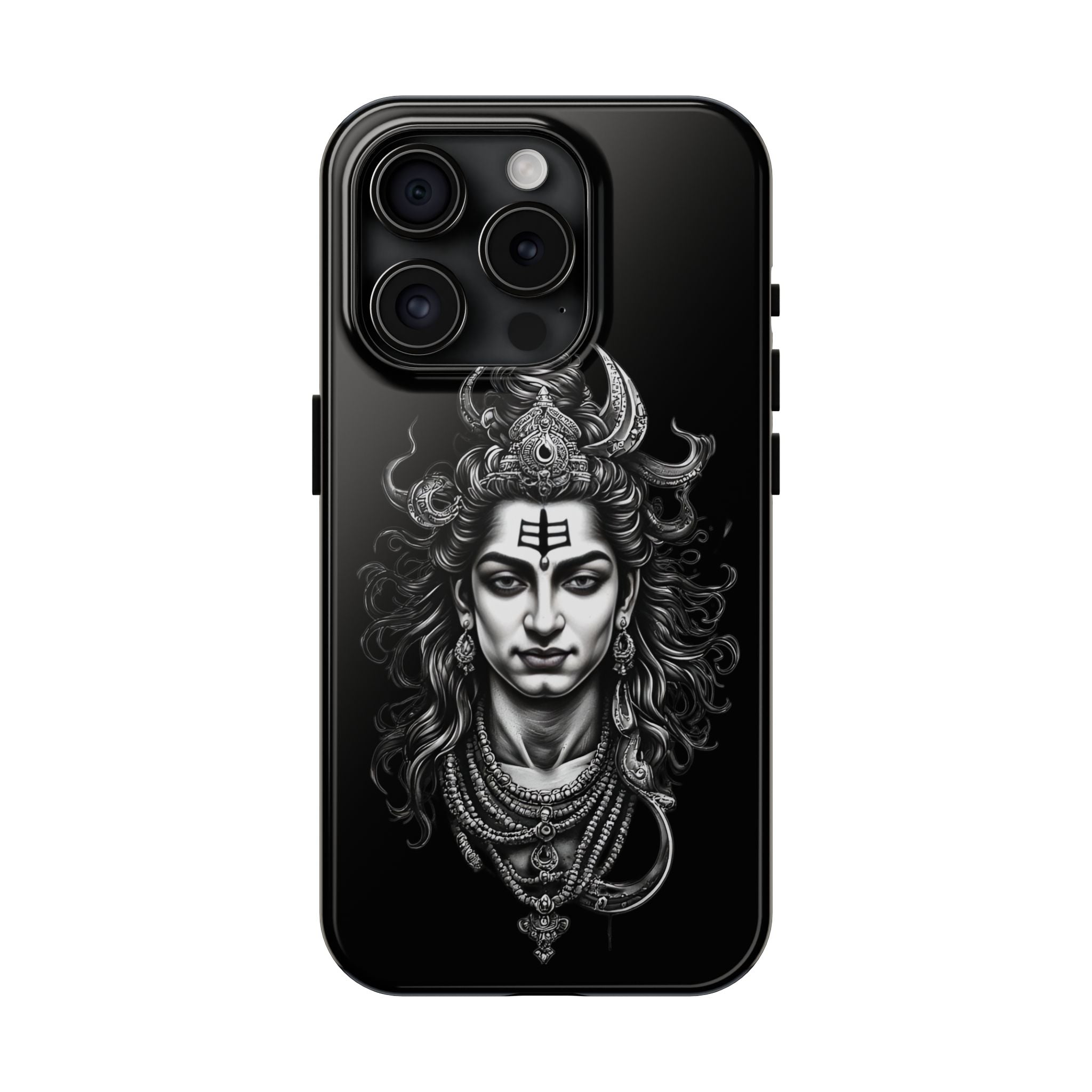 Phone Case — Intricate Lord Shiva Illustration on Black Tough Case