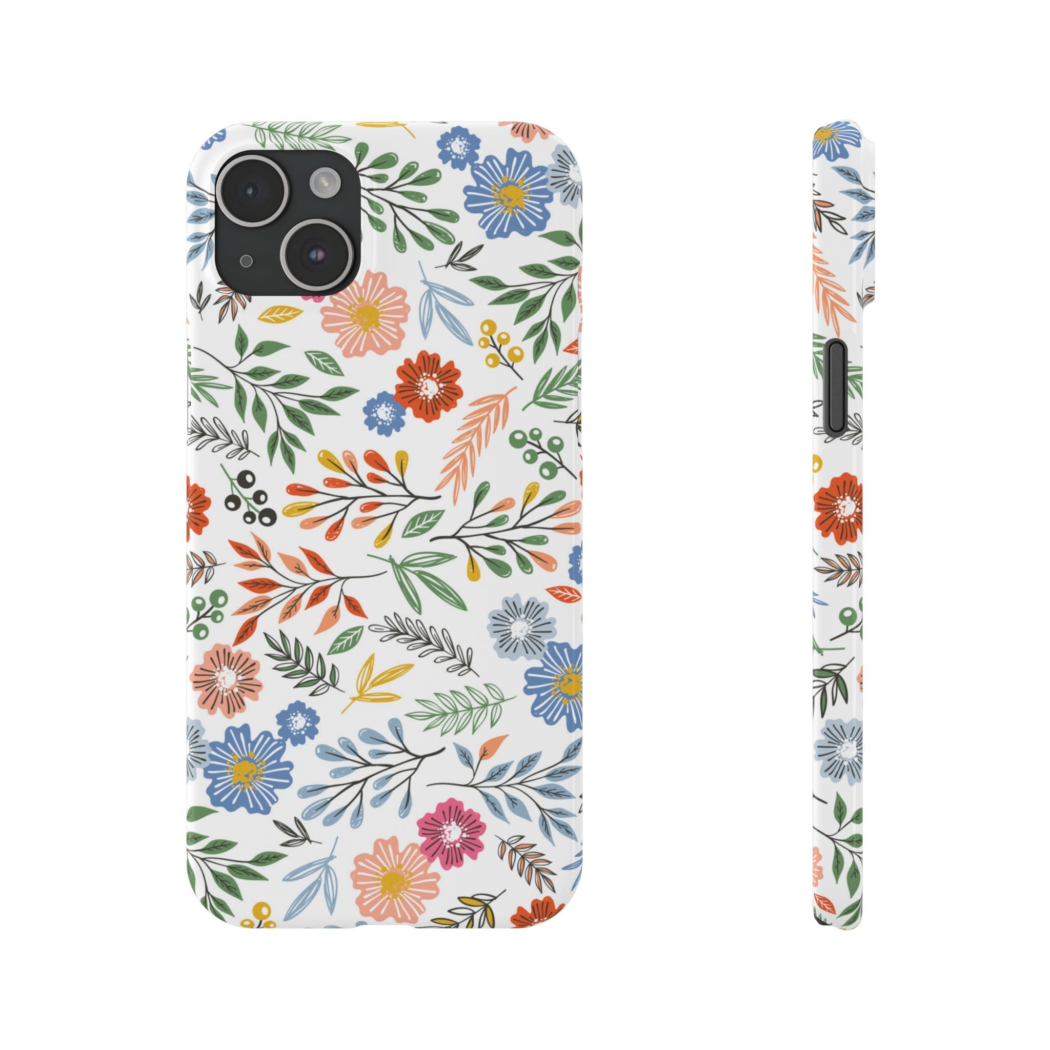 Slim Floral Phone Case — Colorful Hand-Drawn Wildflower Design