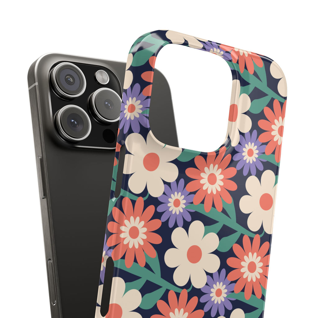 Floral Retro Slim Phone Case – Navy Ditsy Flowers
