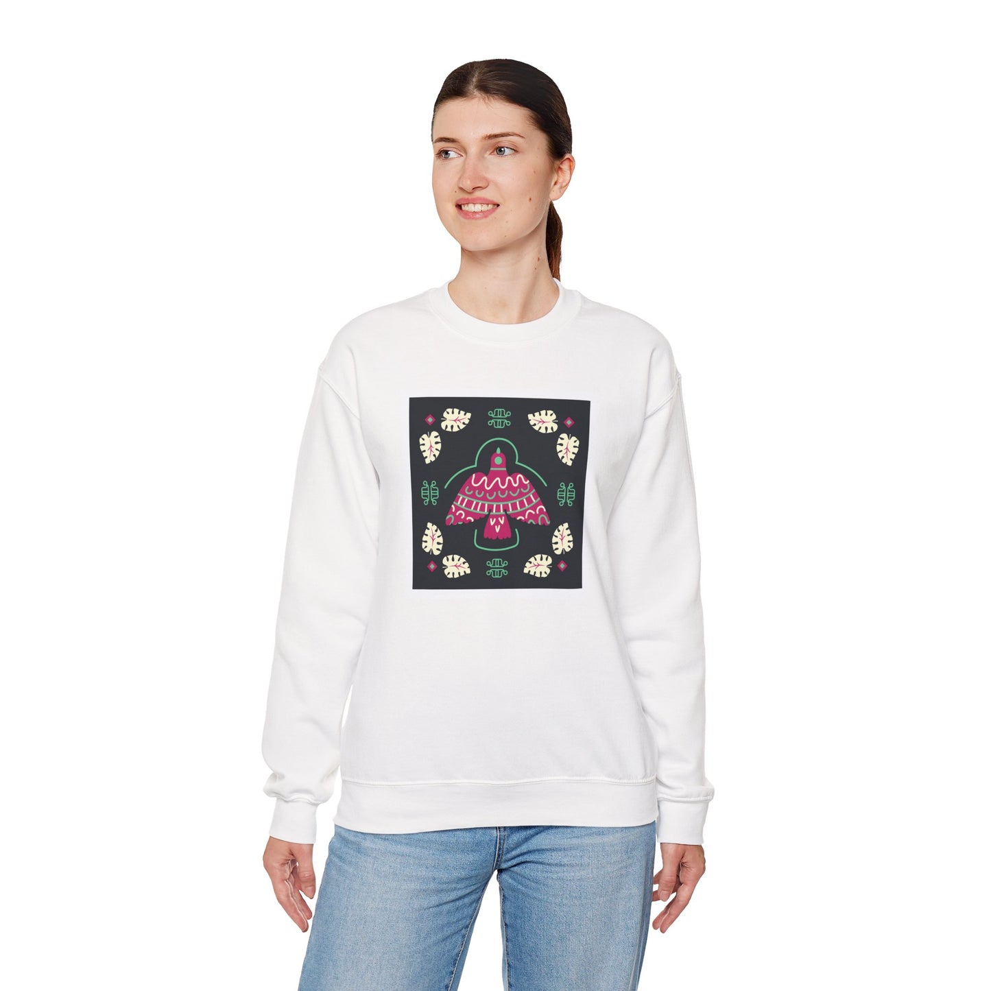 Sweatshirt — Retro Mushroom Patch Design Cozy Crewneck