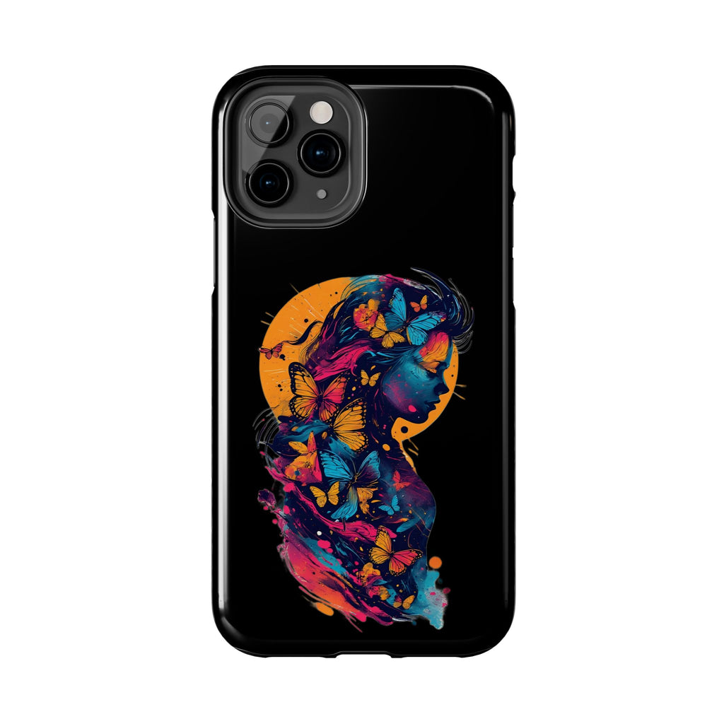 Butterfly Silhouette Tough Phone Case — Colorful Woman Art Protective Cover