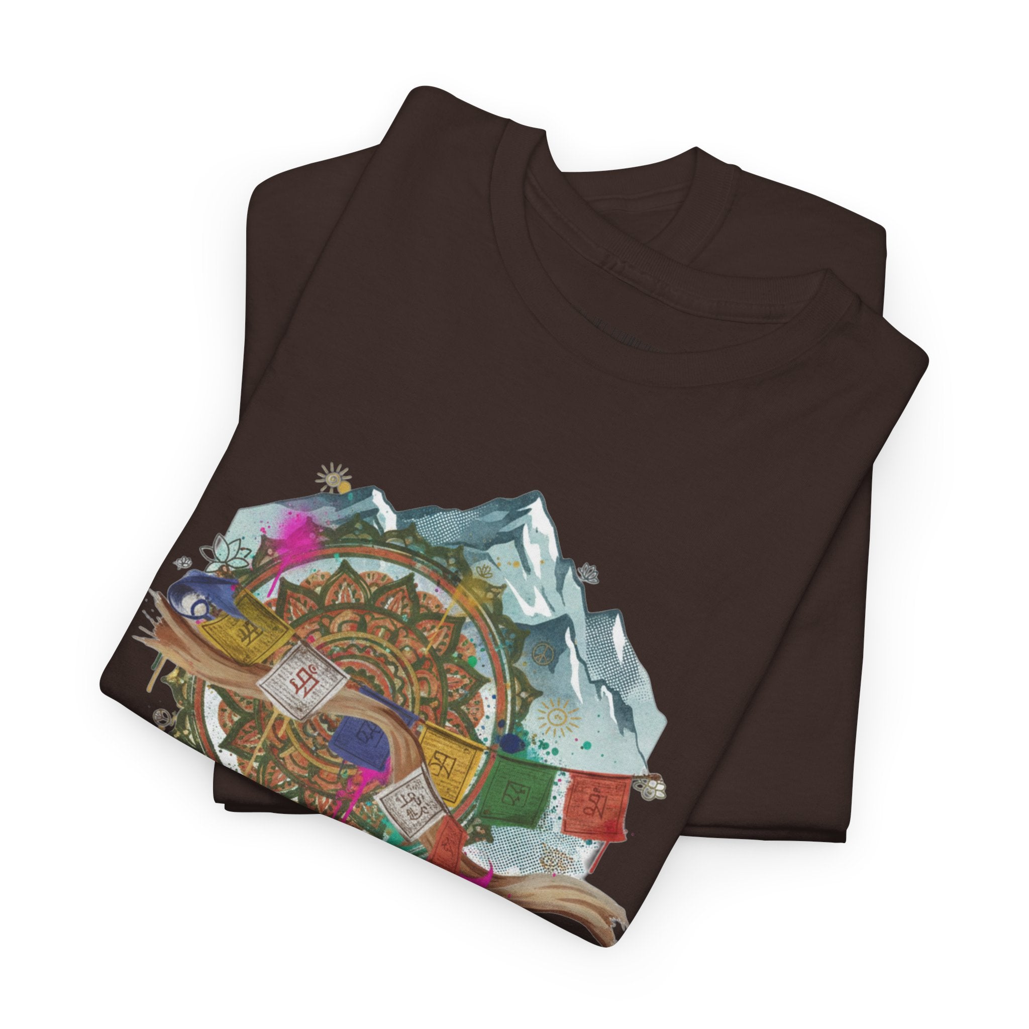 Adventure Compass Graphic Tee — Mountain, Globe & Flag Illustration