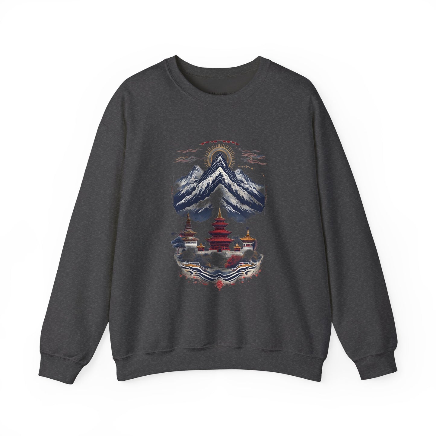 Japanese Mountain Pagoda Crewneck Sweatshirt