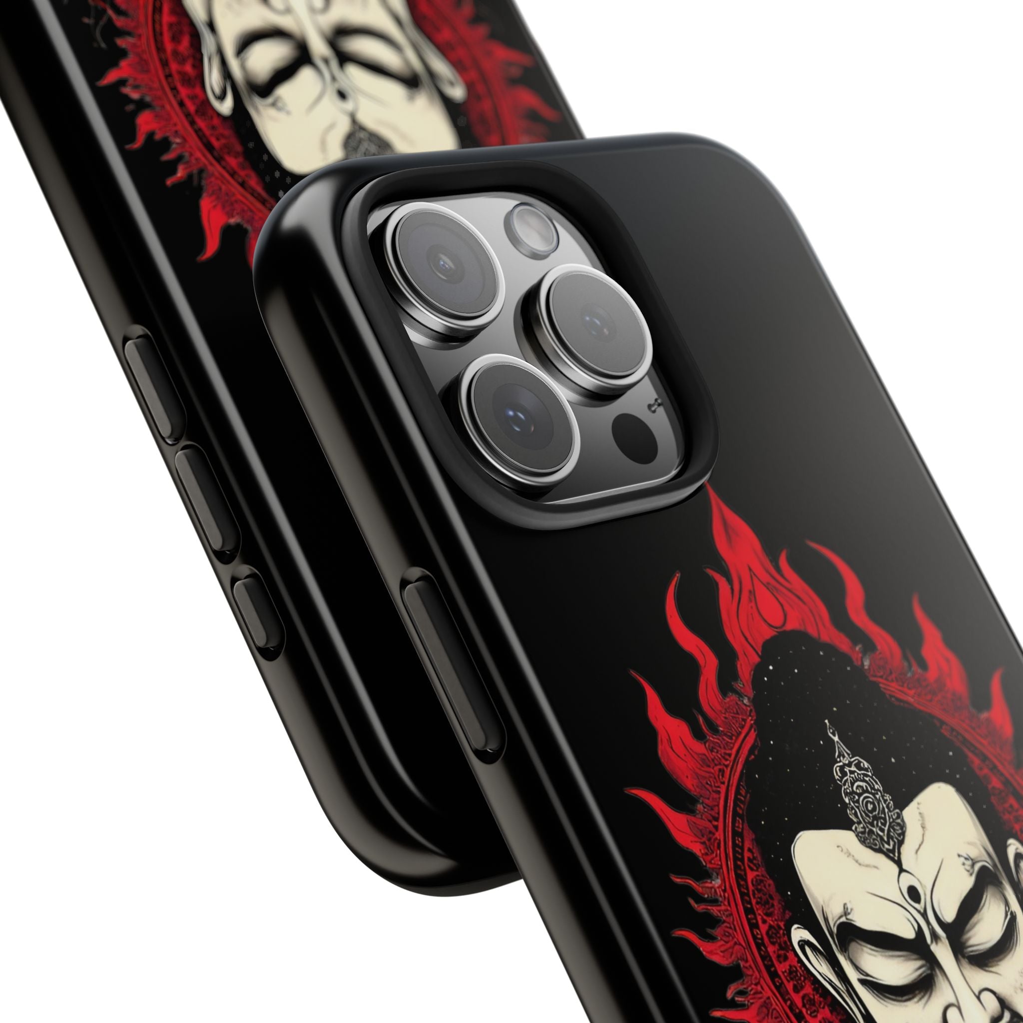 Meditative Buddha Tough Phone Case — Red Flame Zen Protection