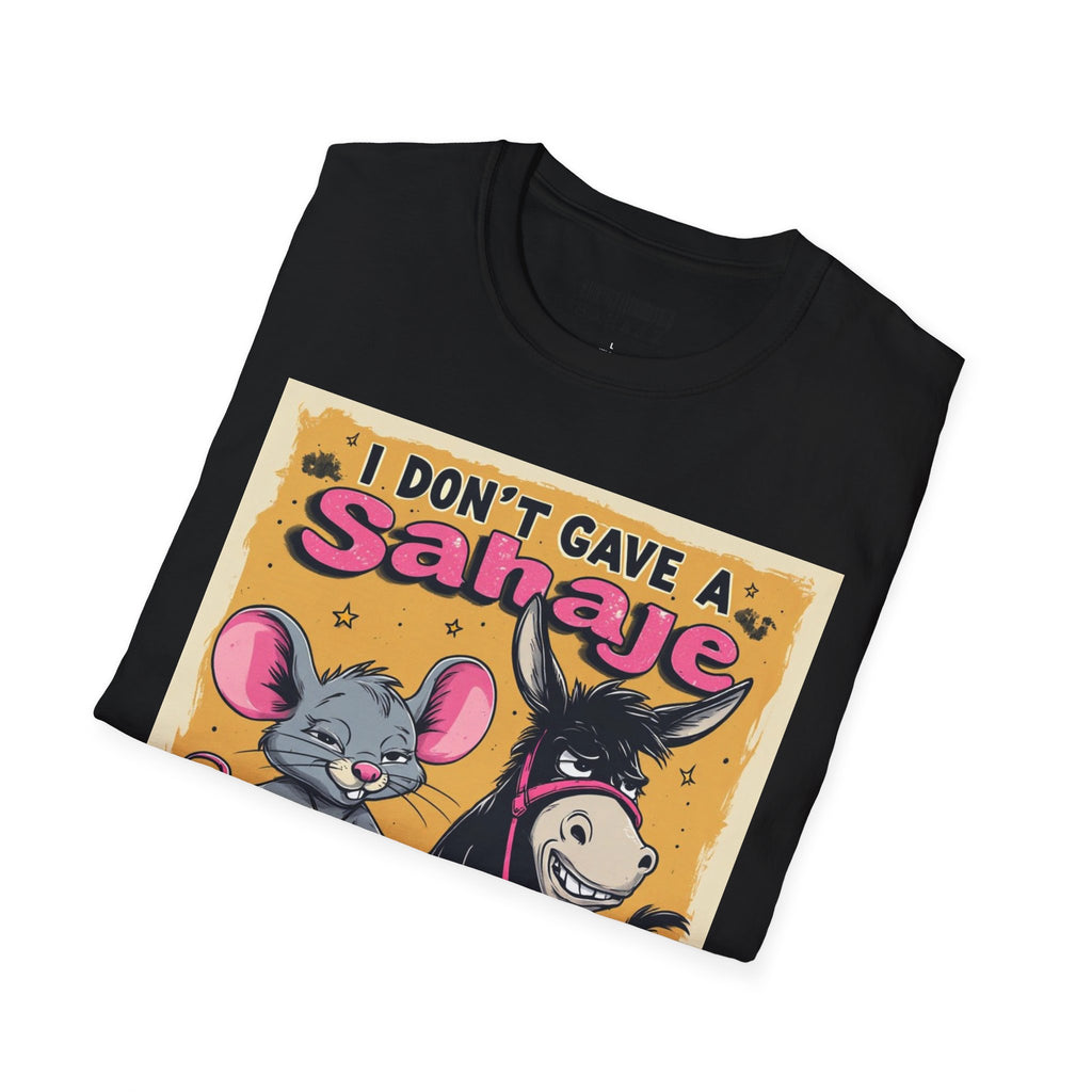Don’t Give a Satrage T-Shirt — Funny Mouse & Donkey Cartoon Tee