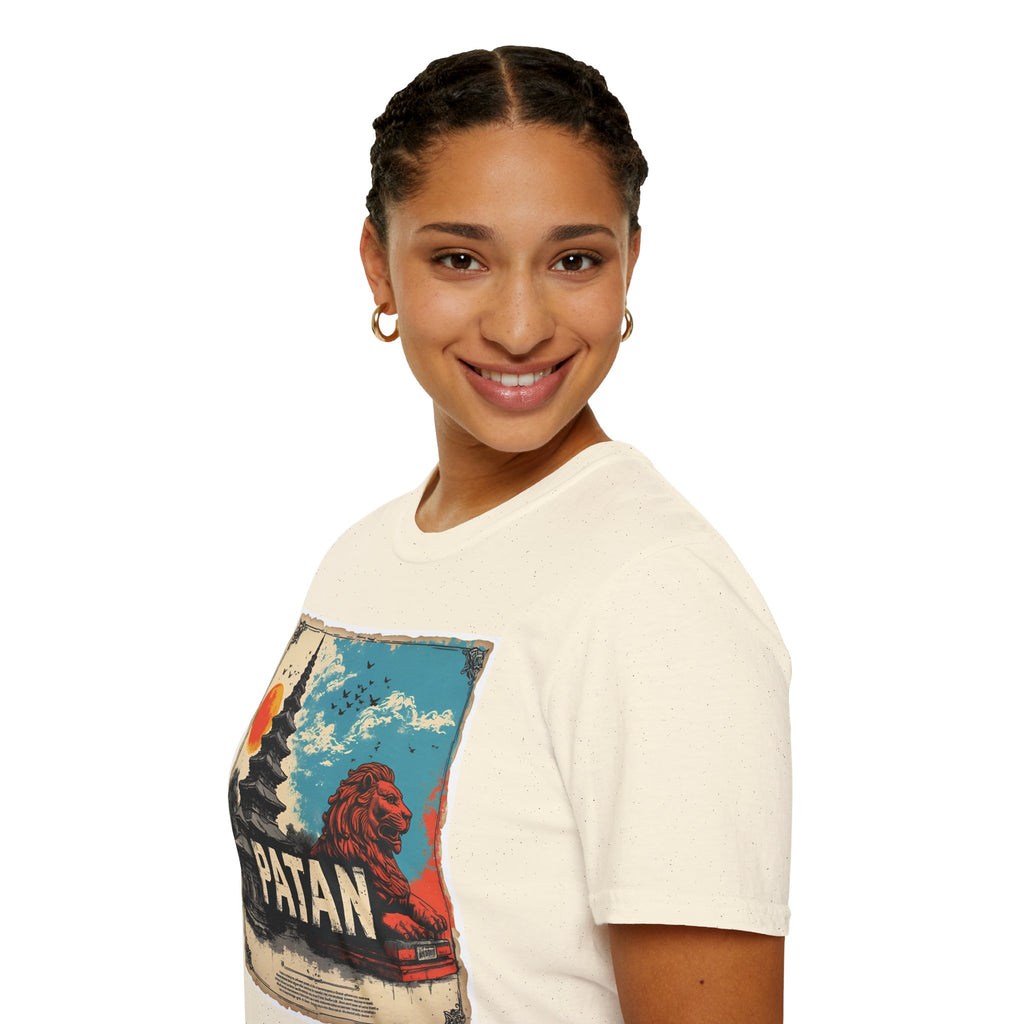 Patan City T-Shirt – Temple & Lion Graphic Tee, Nepali Cultural Heritage Design