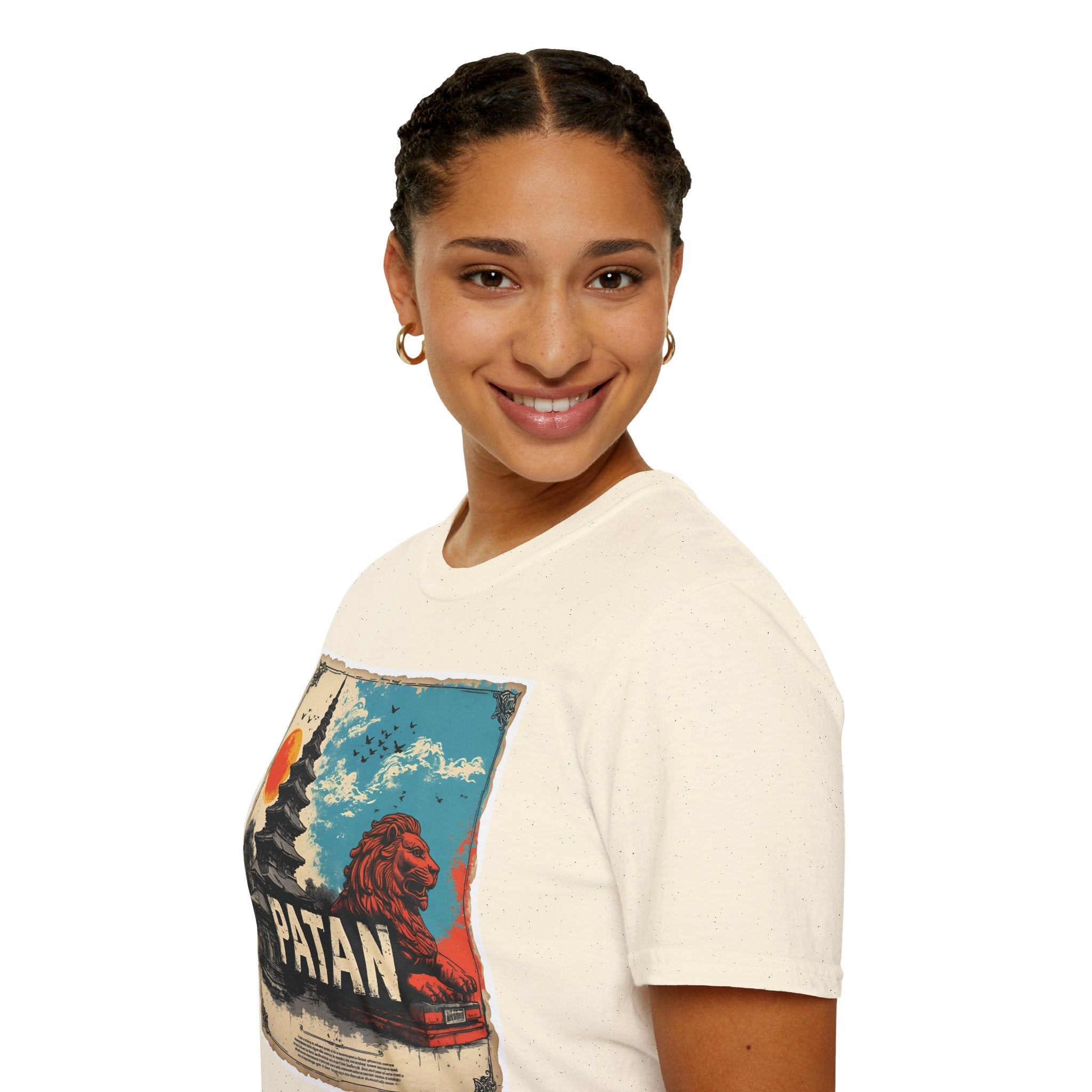 Patan City T-Shirt – Temple & Lion Graphic Tee, Nepali Cultural Heritage Design