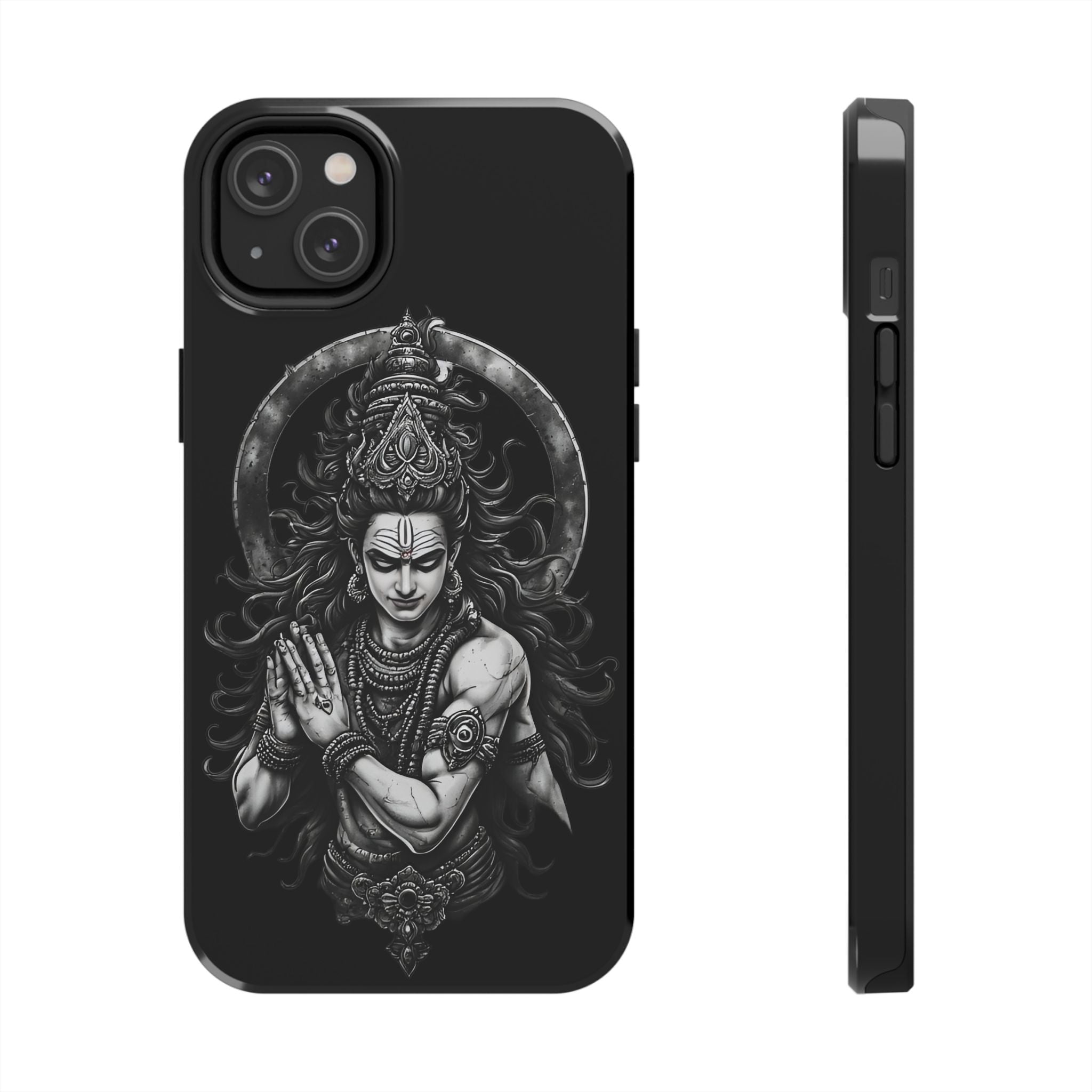 Shiva Tough Phone Case — Black Protective Hindu Deity Design