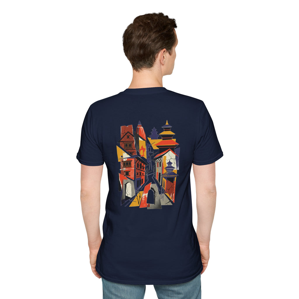 Nepal Street Scene T-Shirt — Colorful Kathmandu Illustration Tee