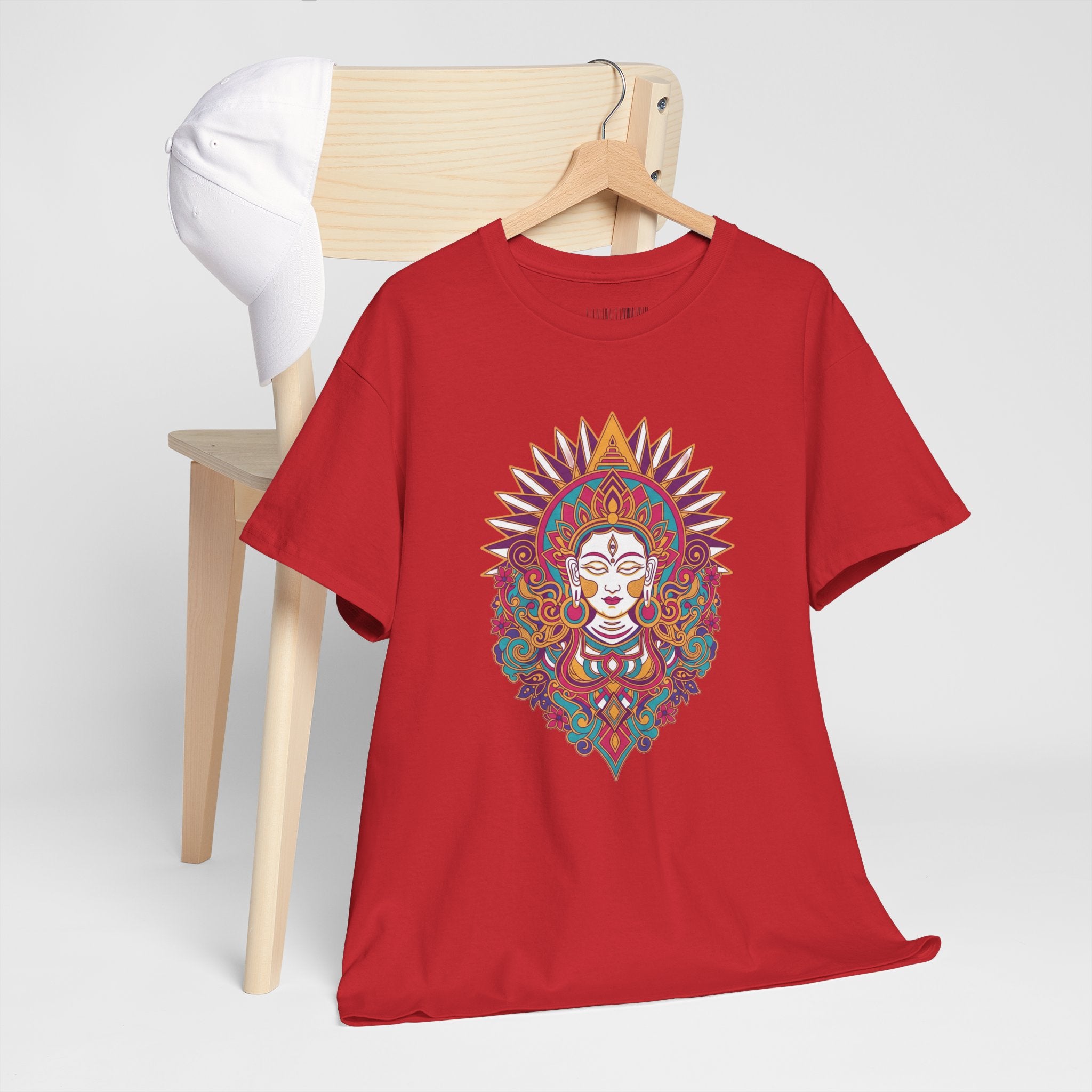 Spiritual Goddess Sun Mandala Tee — Colorful Boho Yoga T‑Shirt