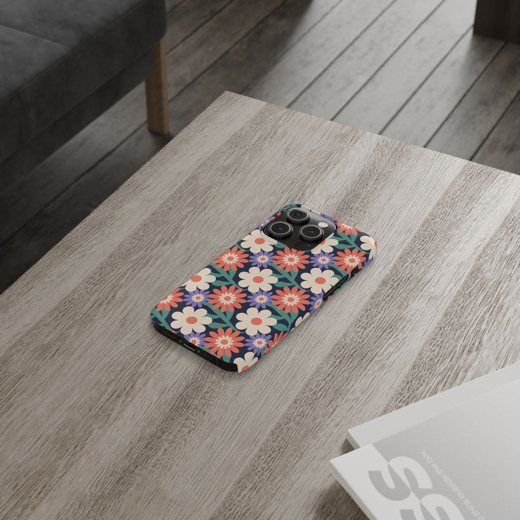 Floral Retro Slim Phone Case – Navy Ditsy Flowers