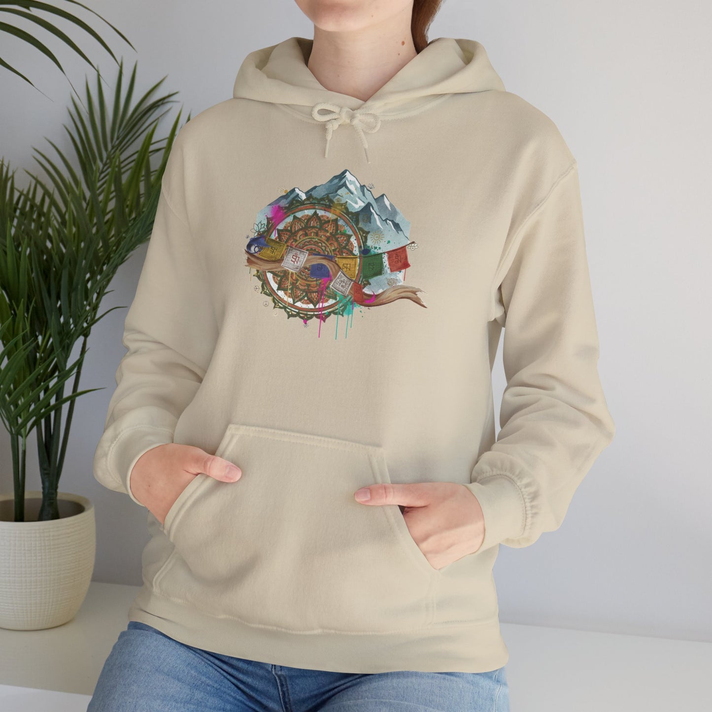 Adventure Landscape Hoodie — Cozy Mountain & Cabin Graphic Sweatshirt