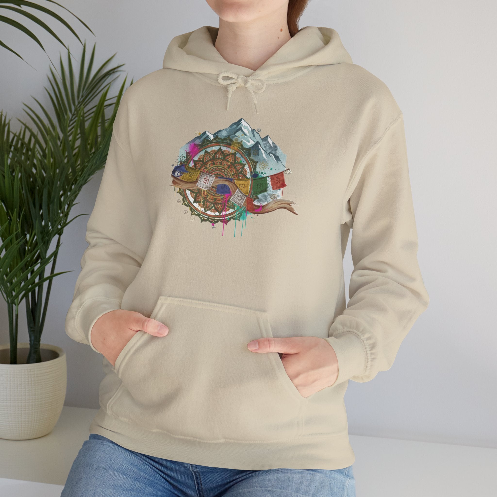 Adventure Landscape Hoodie — Cozy Mountain & Cabin Graphic Sweatshirt