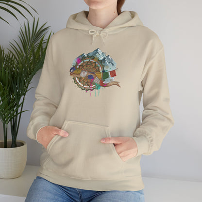 Adventure Landscape Hoodie — Cozy Mountain & Cabin Graphic Sweatshirt
