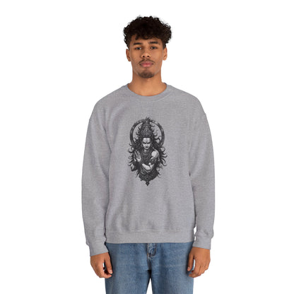 Shiva Meditation Crewneck Sweatshirt — Detailed Shiva Portrait Spiritual Yoga Pullover