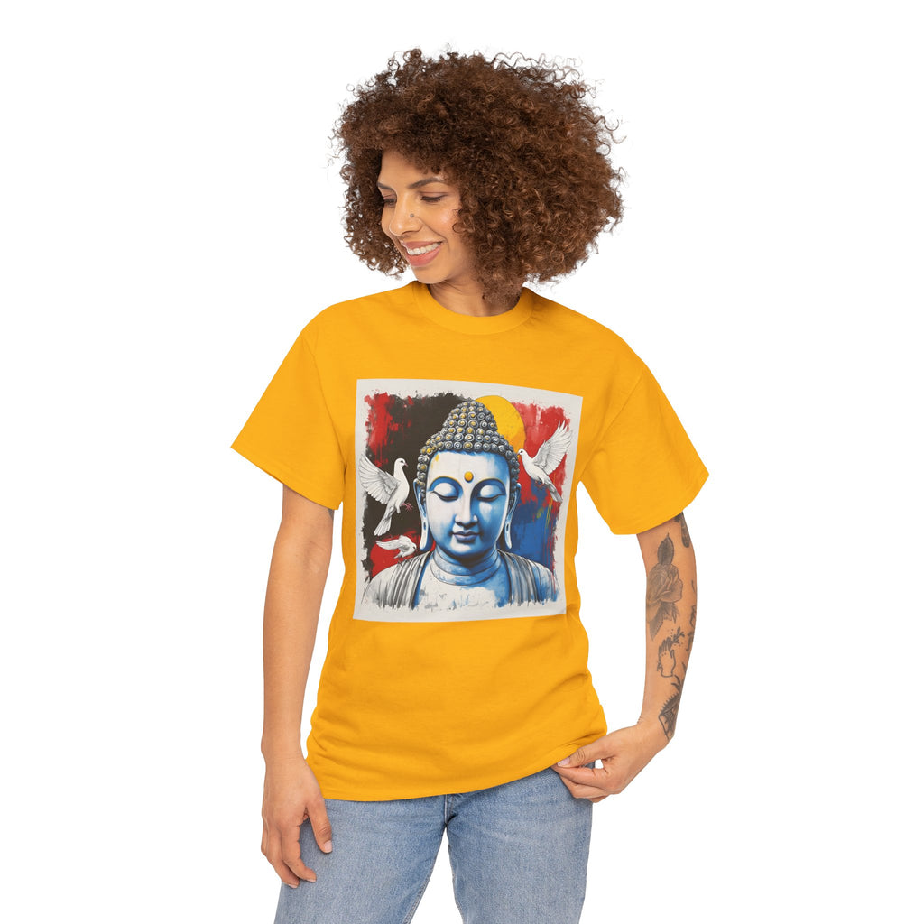 Buddha Peace Tee — Colorful Buddha & Doves Graphic T-Shirt