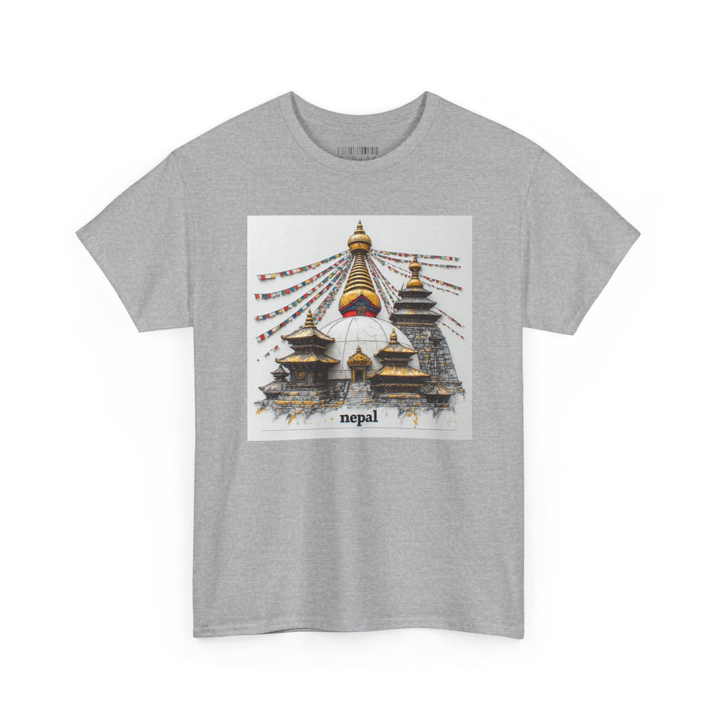 Nepal Swayambhunath Stupa T-Shirt — Buddhist Prayer Flags Travel Tee