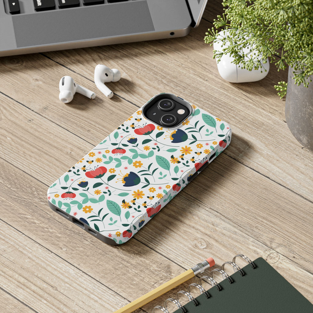 Floral Pattern Tough Phone Case — Colorful Spring Flowers Phone Cover