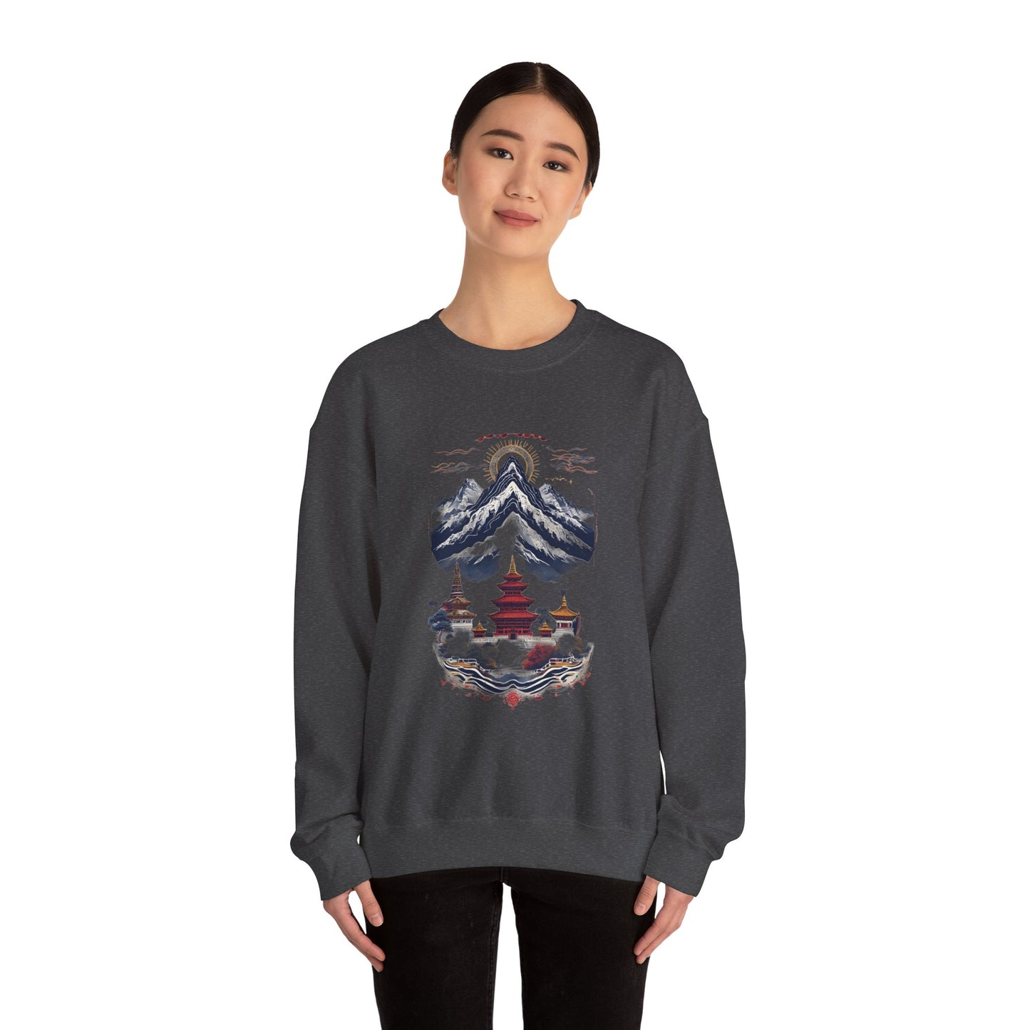Japanese Mountain Pagoda Crewneck Sweatshirt
