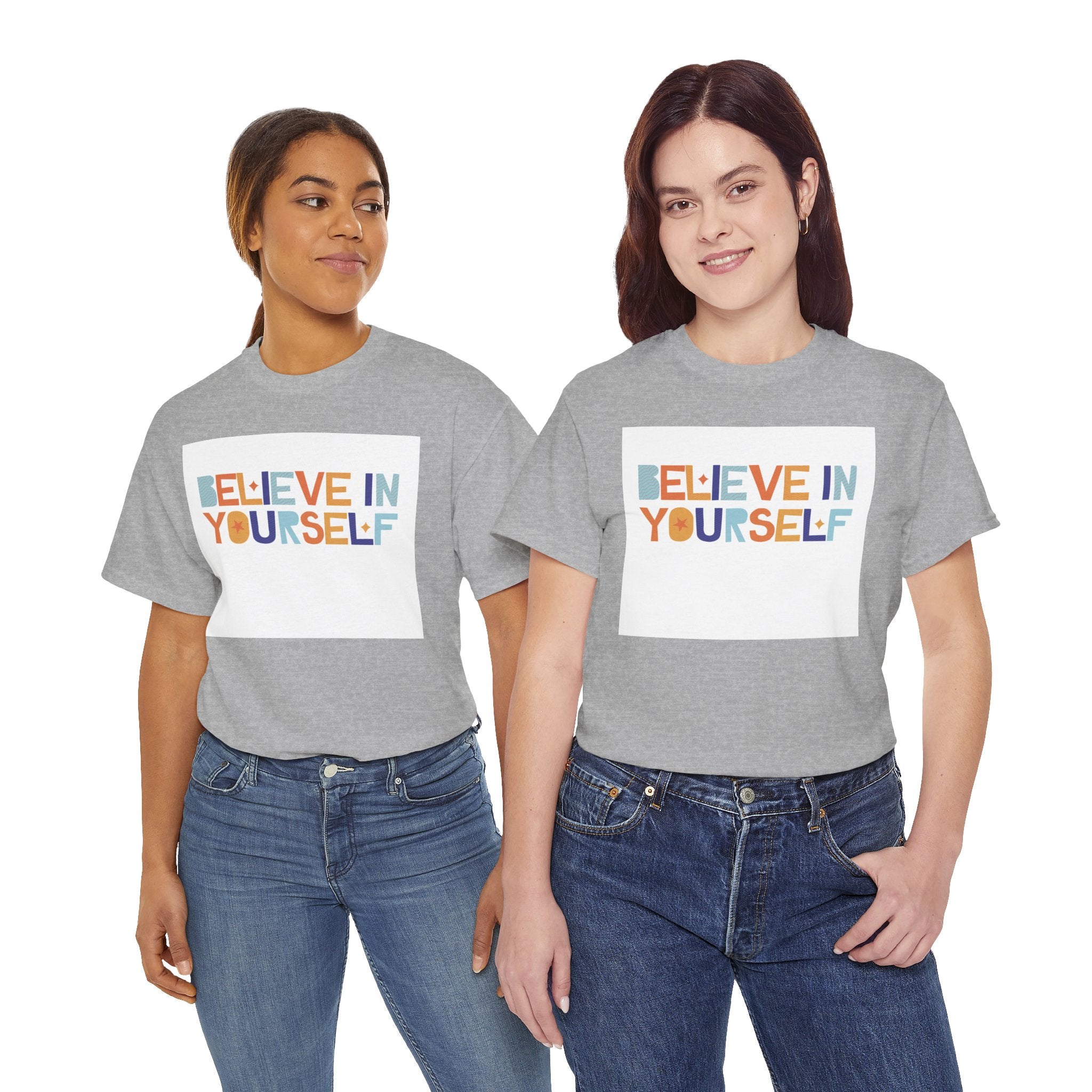 T-Shirt — "Believe in Yourself" Colorful Retro Motivational Tee