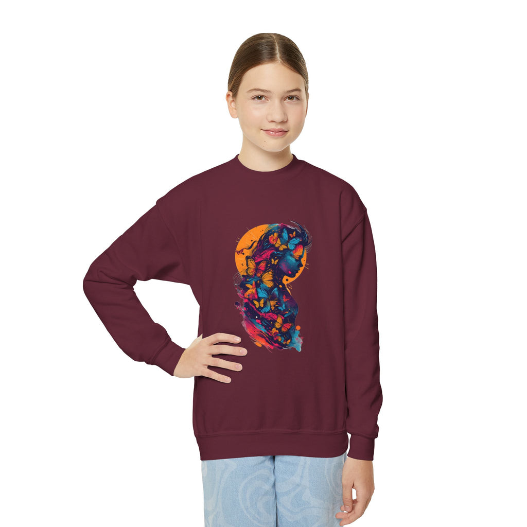 Youth Sweatshirt — Colorful Astronaut Silhouette Crewneck