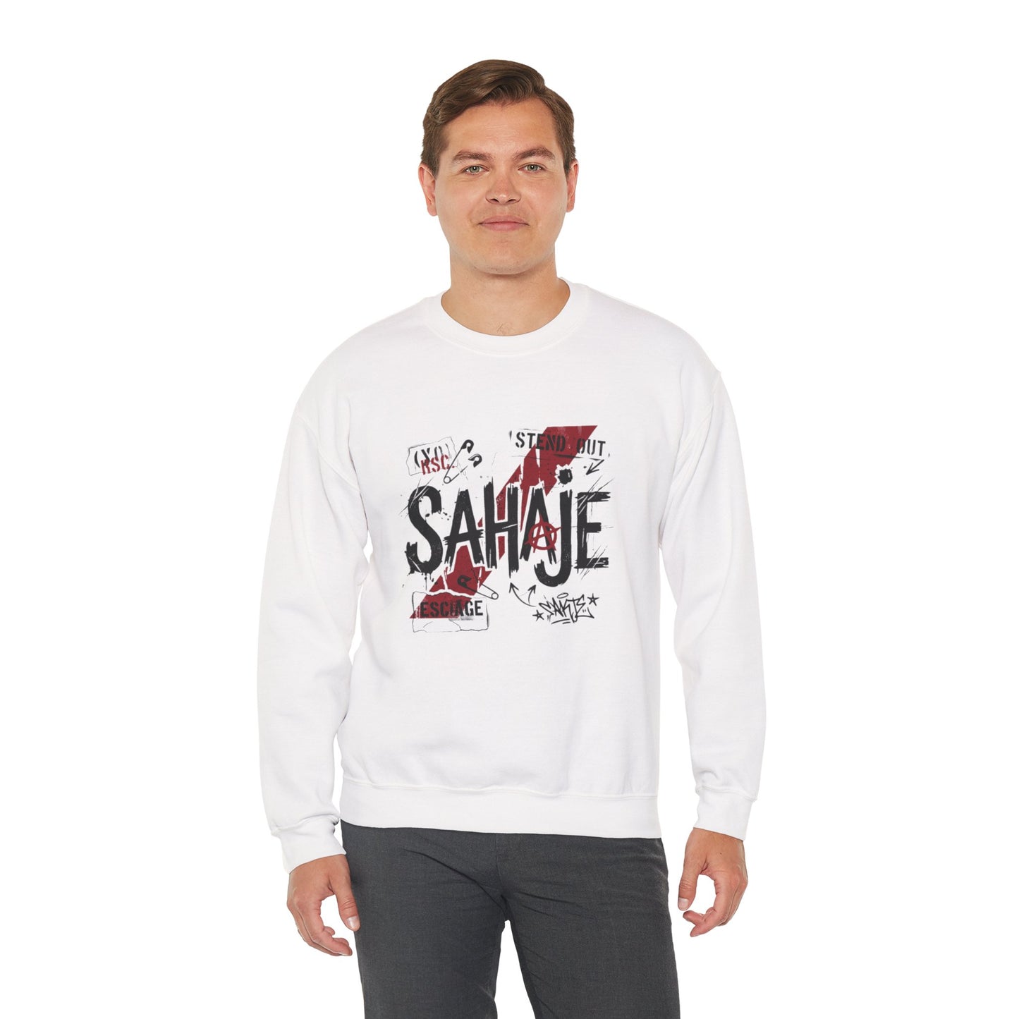 Sahaje Graphic Crewneck Sweatshirt – Streetwear Logo Pullover