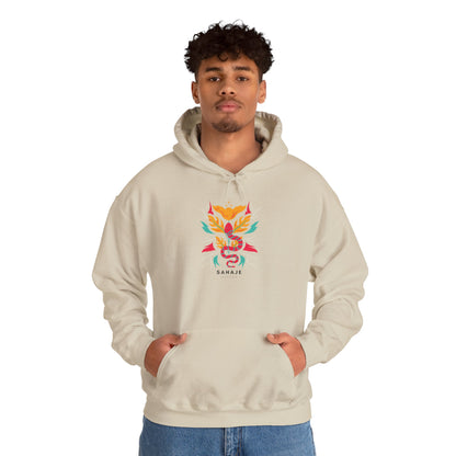 Floral Snake Hoodie — Colorful Serpent & Bloom Graphic Sweatshirt
