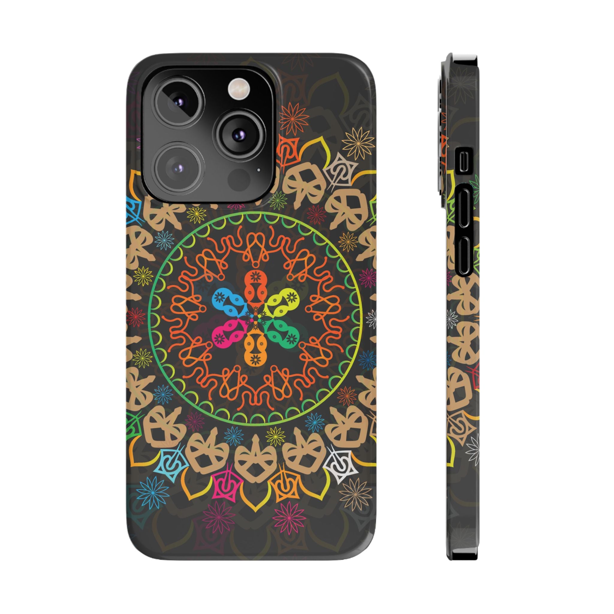Tropical Mandala Phone Case, Colorful Slim Phone Case, Trendy Phone Cover, Artistic Gift, Eco-Friendly Phone Accessory