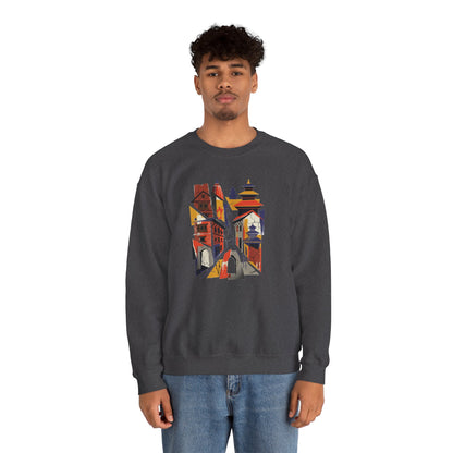 Crewneck Sweatshirt — Abstract Cityscape Graphic (Colorful Architectural Illustration)