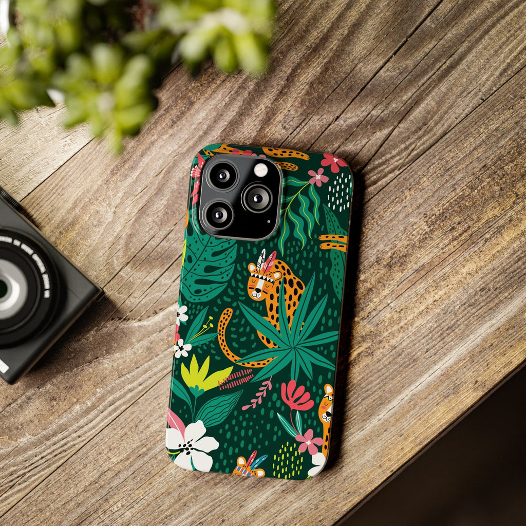 Slim Phone Case — Tropical Jungle Leopard Floral Pattern (Slim Protective Phone Cover)