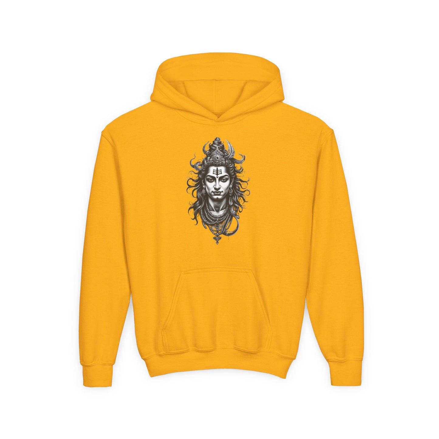 Shiva Illustration Youth Hoodie — Mystical Hindu God Graphic Pullover