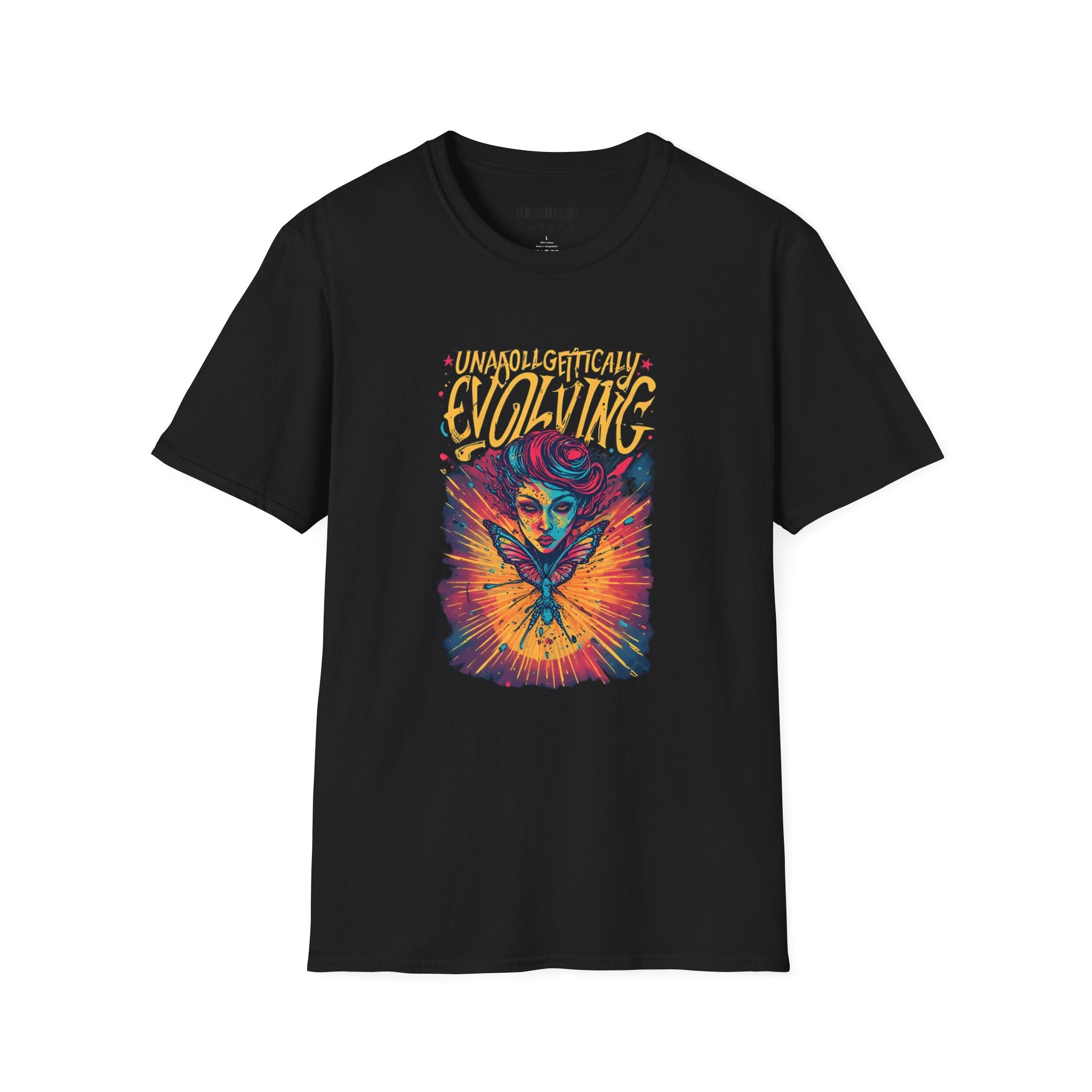Unapologetically Evolving T-Shirt — Vibrant Butterfly Woman Graphic Tee