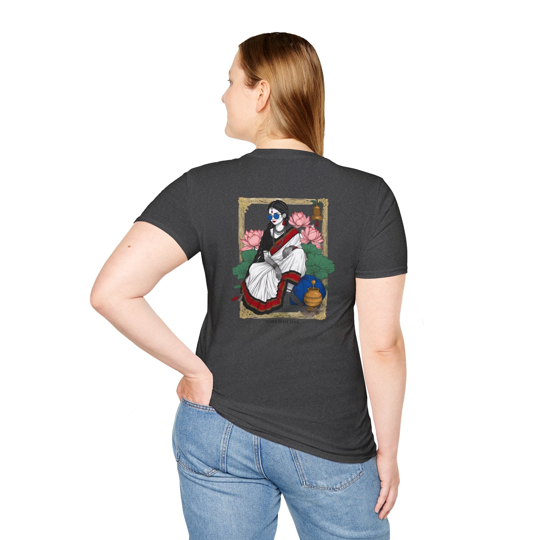 Newari Girl Traditional Dress T-Shirt – Newa Maicha Cultural Pride Graphic Tee, Nepali Heritage Design