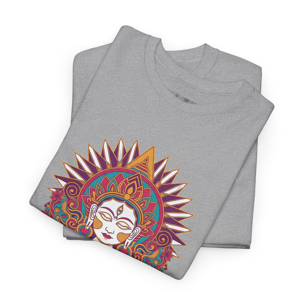 Spiritual Goddess Sun Mandala Tee — Colorful Boho Yoga T‑Shirt
