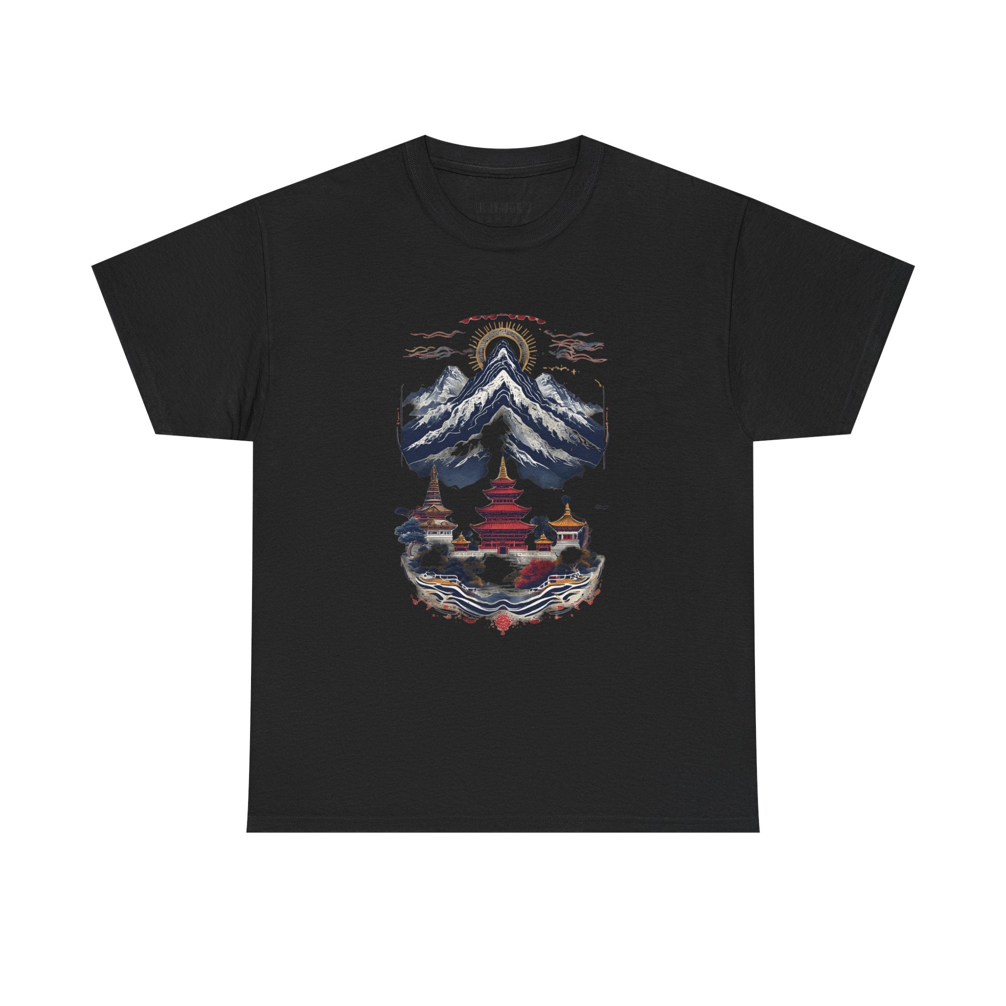 Japanese Mountain Pagoda T-Shirt — Zen Temple Landscape Tee