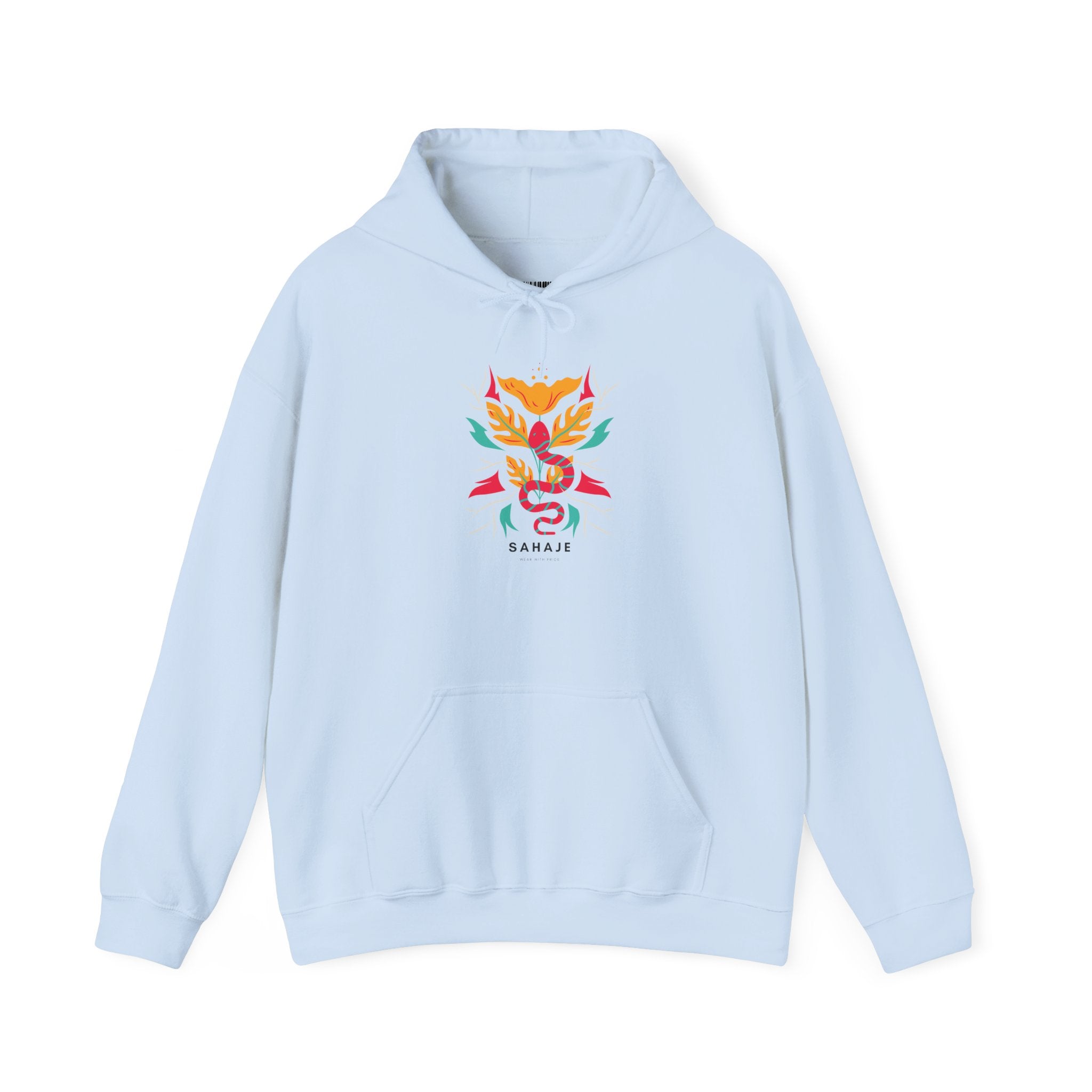 Floral Snake Hoodie — Colorful Serpent & Bloom Graphic Sweatshirt