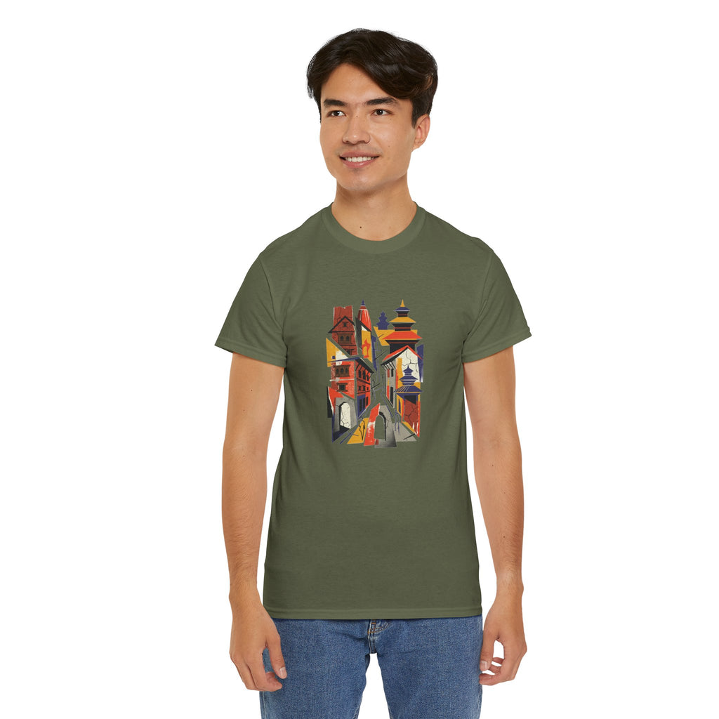 Cityscape Abstract Tee — Colorful Urban Architecture Graphic T‑Shirt