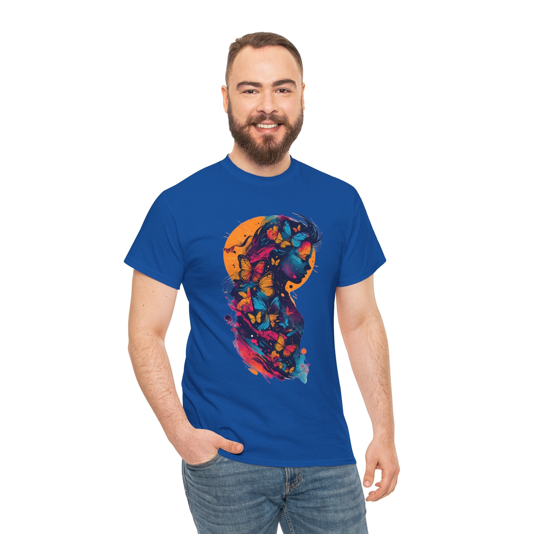 Butterfly Silhouette Graphic Tee — Colorful Maternity Profile Design