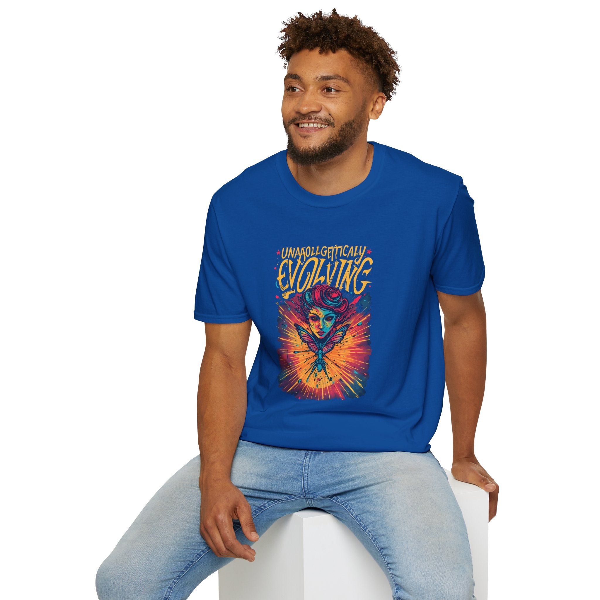 Unapologetically Evolving T-Shirt — Vibrant Butterfly Woman Graphic Tee
