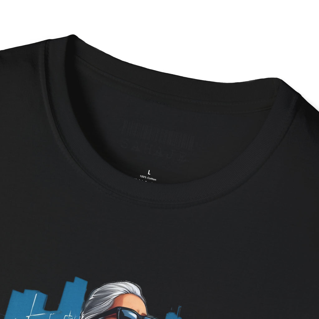 Newa Maicha Riding Scooter T-Shirt – Newari Woman in New York Graphic Tee, Cultural & Urban Design