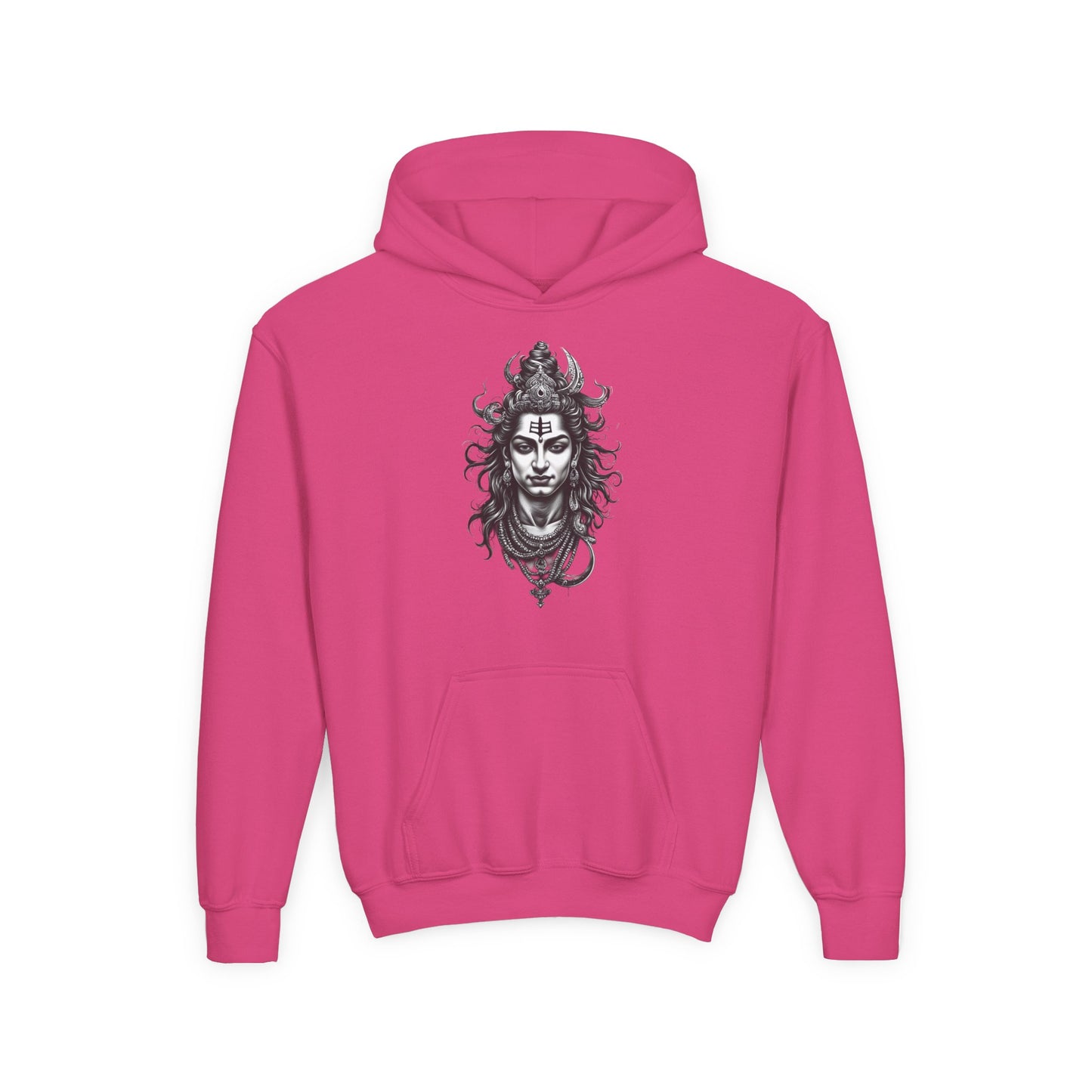 Shiva Illustration Youth Hoodie — Mystical Hindu God Graphic Pullover