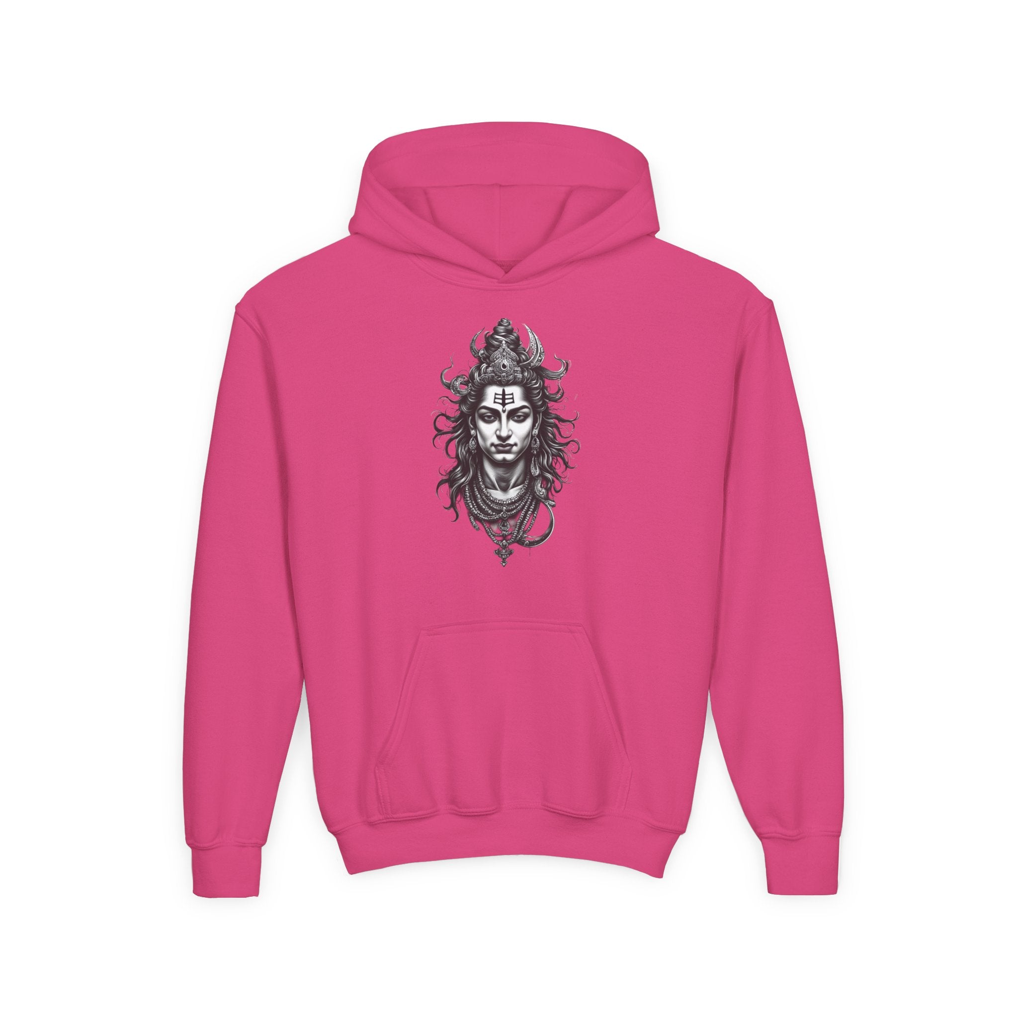 Shiva Illustration Youth Hoodie — Mystical Hindu God Graphic Pullover