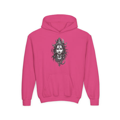 Shiva Illustration Youth Hoodie — Mystical Hindu God Graphic Pullover