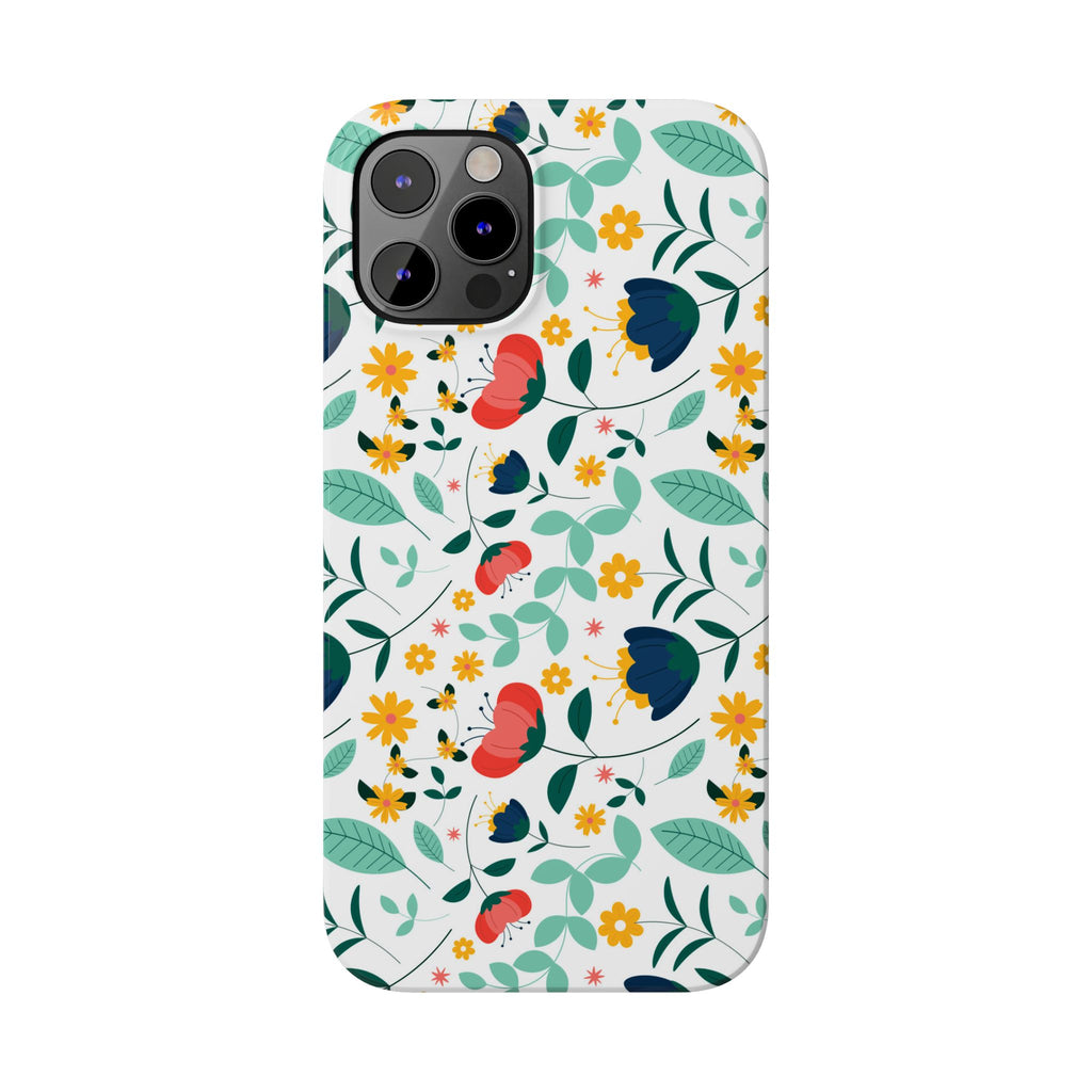 Floral Slim Phone Case — Colorful Folk Flower Pattern