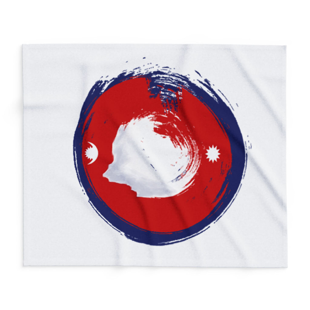Fleece Blanket — Nepal Flag Brush Stroke Circle Design