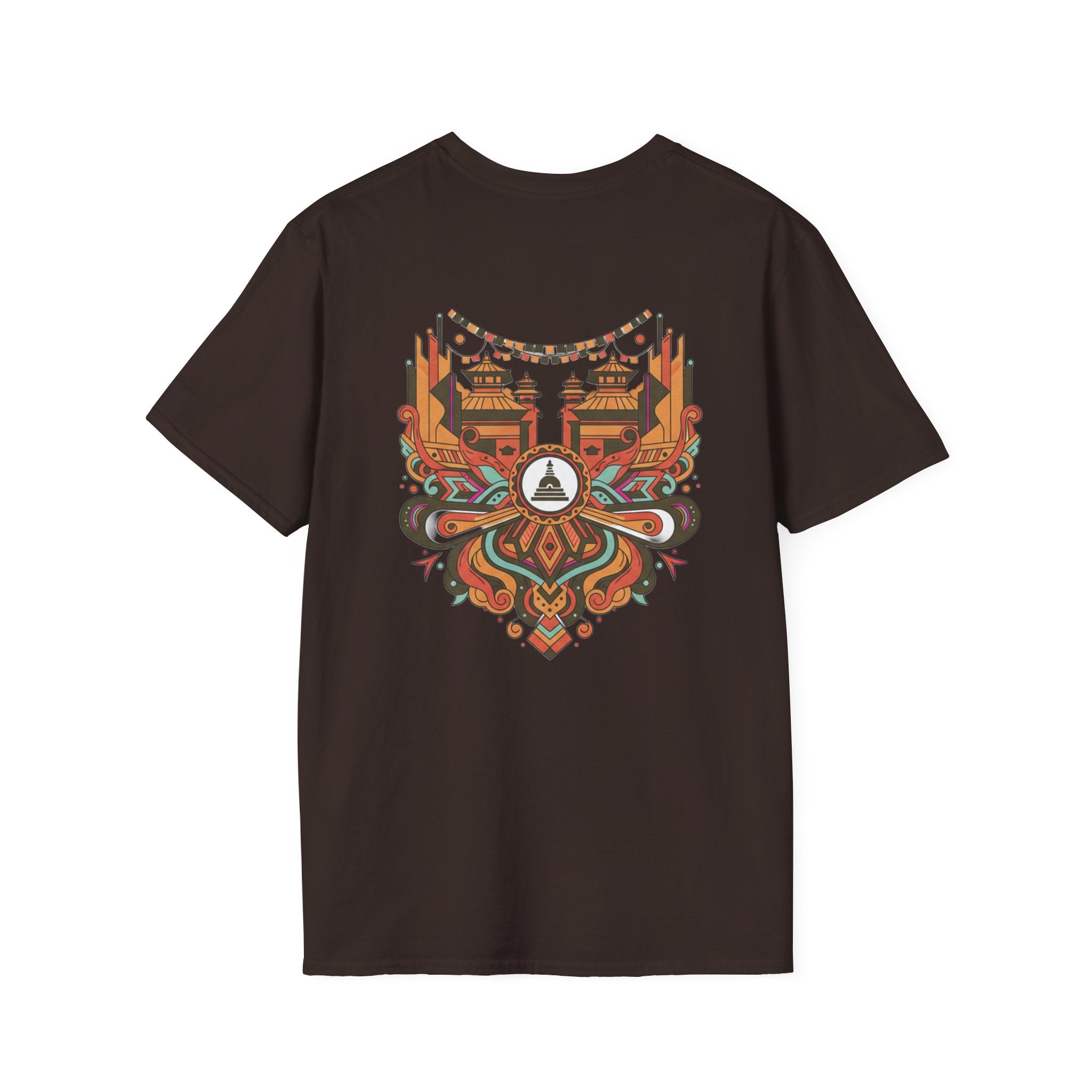 Festival Temple Graphic T-Shirt — Autumn Tribal Shrine Design
