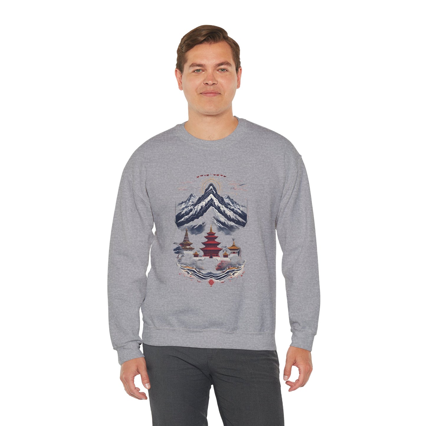 Japanese Mountain Pagoda Crewneck Sweatshirt